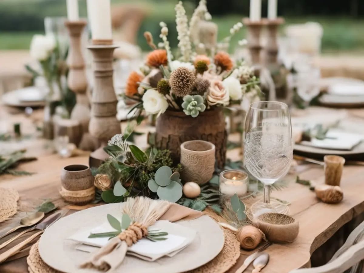 Xu hướng thiết kế hoa để bàn cưới - Boho chic