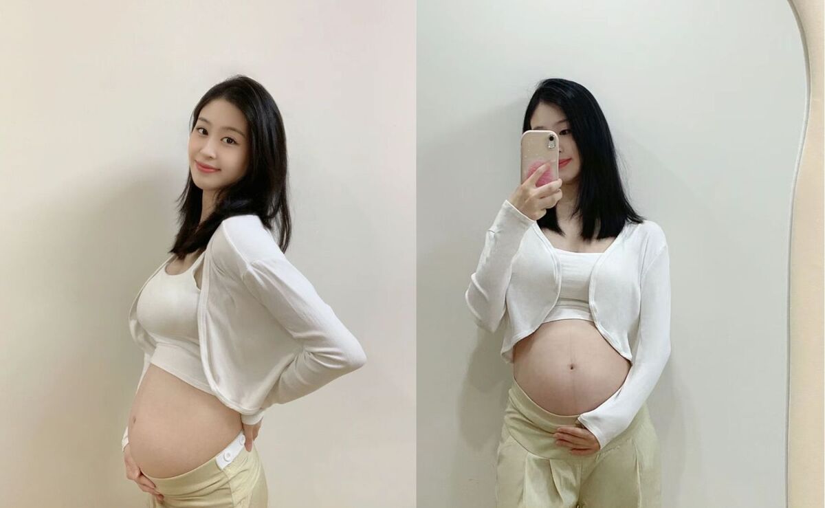 Bầu 7 tháng mặc váy cưới được không?