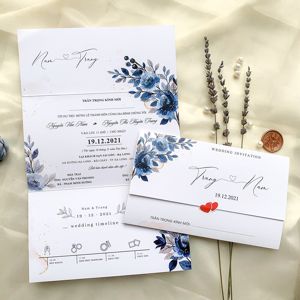 mẫu thiệp cưới gập 3