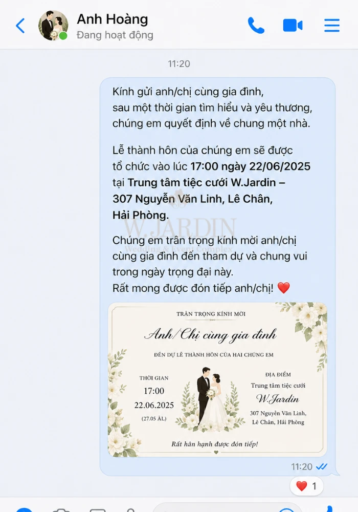 lời mời đám cưới